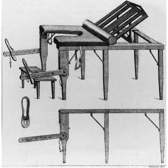 A Wooden Birthing Table With Adjustable Back And Leg Supports History (18 x 24)