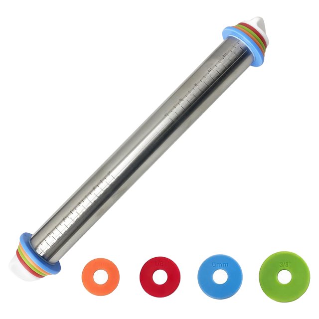 for A Wooden Rolling Pin with Bands Rolling Pin Silicone Teal Rolling