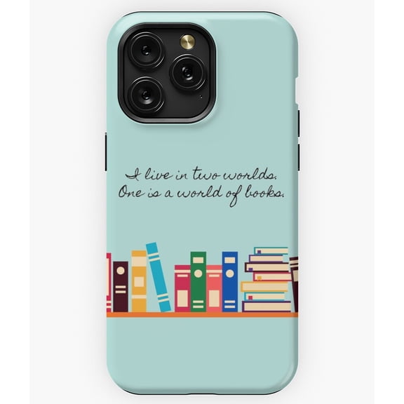 A World of Books Teal Library Reading Graphic A11065 Phone Case for iPhone 11 to 17 Pro Max