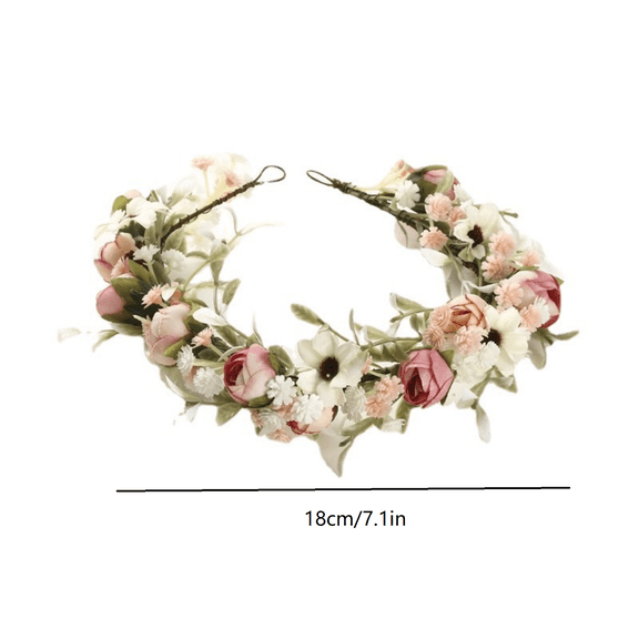 A Wreath Flower Headband Handmade Adjustable Flower Wreath Headband Crown Garland Headpiece Wedding Festival