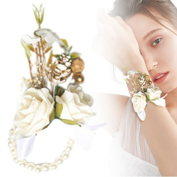 A Wrist Flower Ornament Clearance! Wrist Flower Set Artificial Hand Flower and Boutonniere Set for Homecoming Graduation Prom Bridal Wedding
