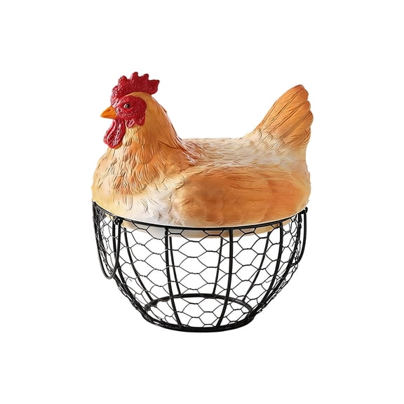 A Wrought Iron Hen Shaped Storage Basket A For Eggs Fruit Snacks Kitchen Counter Organizer Decorative