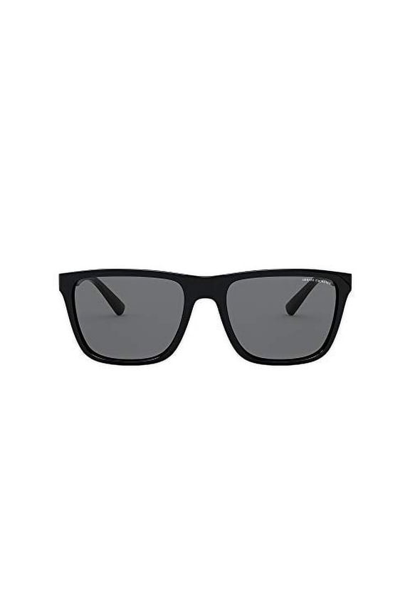 A|X ARMANI EXCHANGE Men's AX4080S Square Sunglasses, Black/Grey Polarized, 57 mm