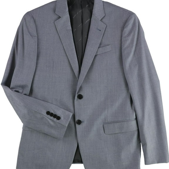 Armani Mens Solid Super Fine Wool Two Button Blazer Jacket, Blue, 38 Short