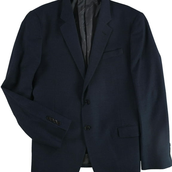 Armani Mens Texture Solid Two Button Blazer Jacket, Blue, 42 Regular