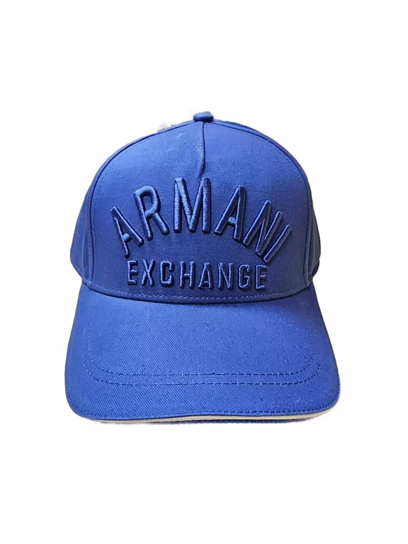 A|X Armani Exchange Blue With White Trim Arched Logo Baseball Snapback Men's Hat