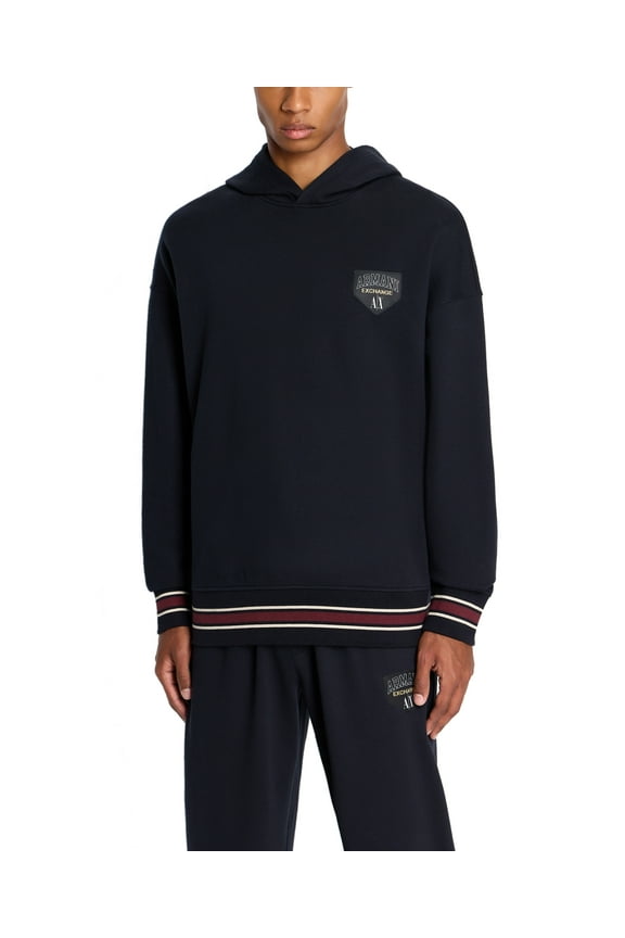 A|X Armani Exchange Hoodie Men's 2XL Navy Long-Sleeve Collegiate Logo Cotton Bld