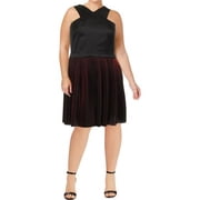 A|X Armani Exchange Womens Sleeveless Criss-Cross Pleated Dress, Black/red, 10