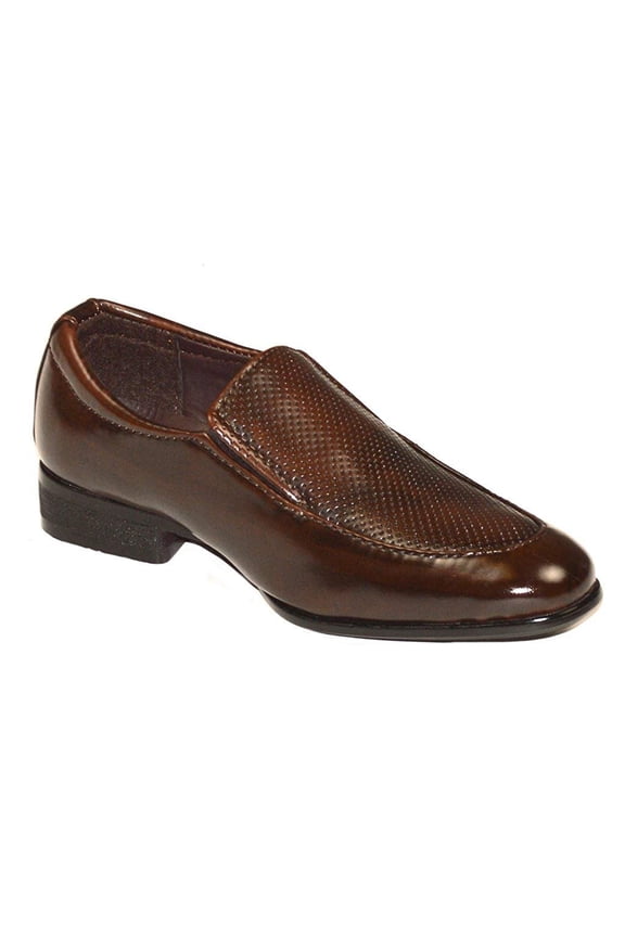 A.X.N.Y. Boy's SS4003 Formal Slip On Shoes - Coffee - 11.5