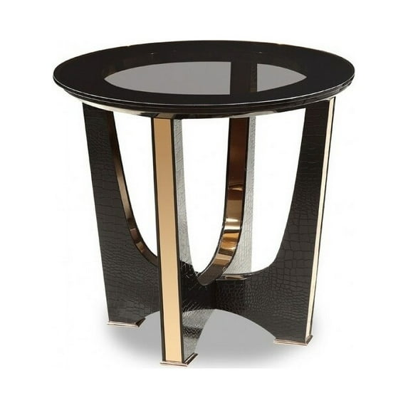 A&X Talin Modern Black Crocodile & Rosegold End Table