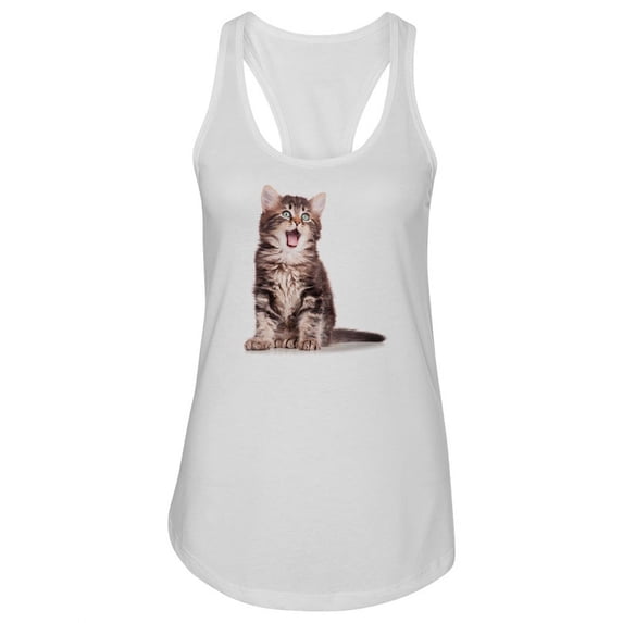 A Yawning Cute Kitten Tank Women -Image by Shutterstock, Female Small