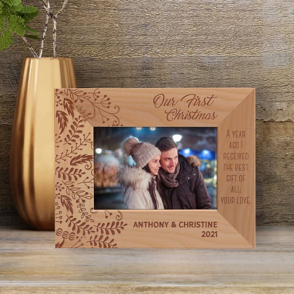 A Year Ago I Received The Best Gift Of All Your Love Personalized Wooden Frame-5" x 3 1/2" Brown Horizontal