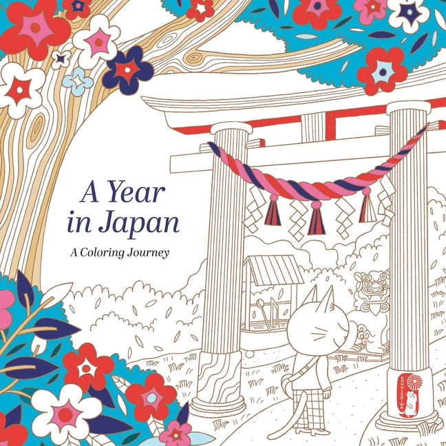 A Year in Japan: A Coloring Journey, (Paperback)