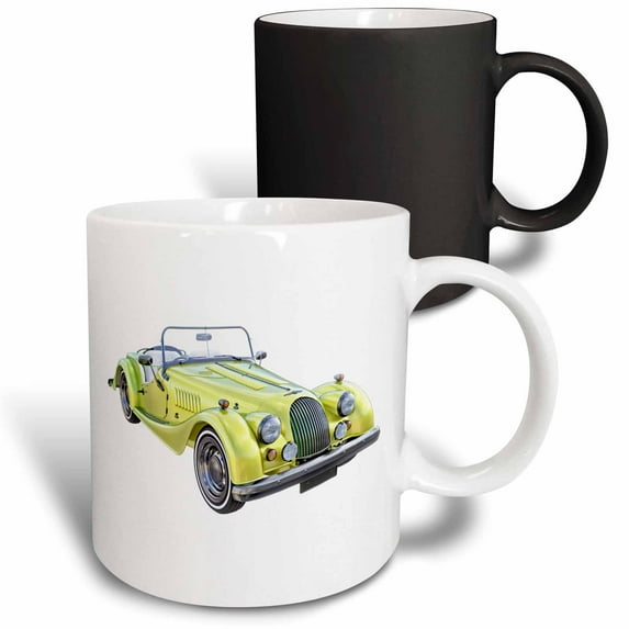 3drose, a Yellow and Green Classic Sports Car, 11oz Magic Transforming Mug