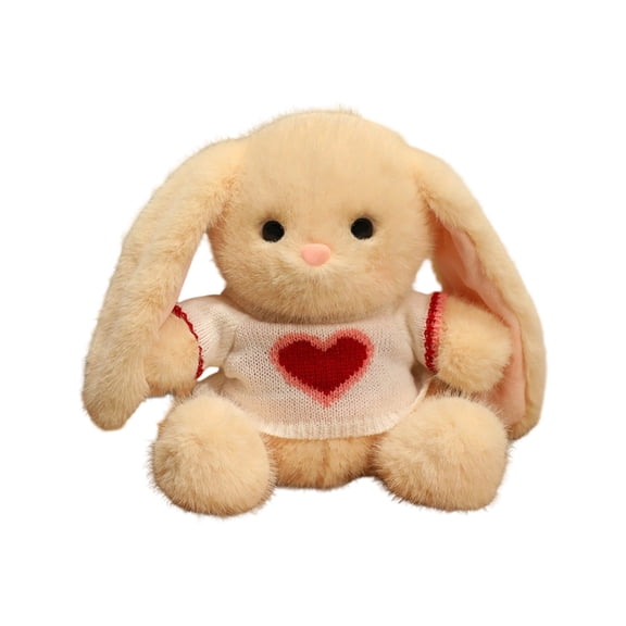 A Yellow Easter Bunny Plush Toy With Heart Pattern Sweater Festive Decoration And Soft Cuddly Companion For The Season