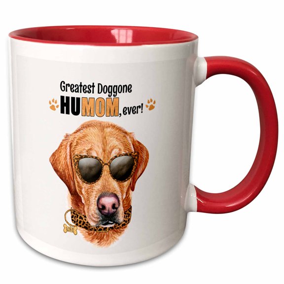 3drose, a Yellow Lab Makes a Cute Mothers Day Dog for Moms Special Day, 15oz Two-tone Red Mug