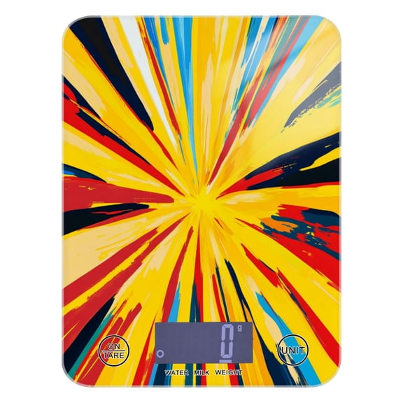 A Yellow Starburst Food Scale Digital Kitchen Scale Waterproof Grams Ounces lbs for For Baking and Cooking