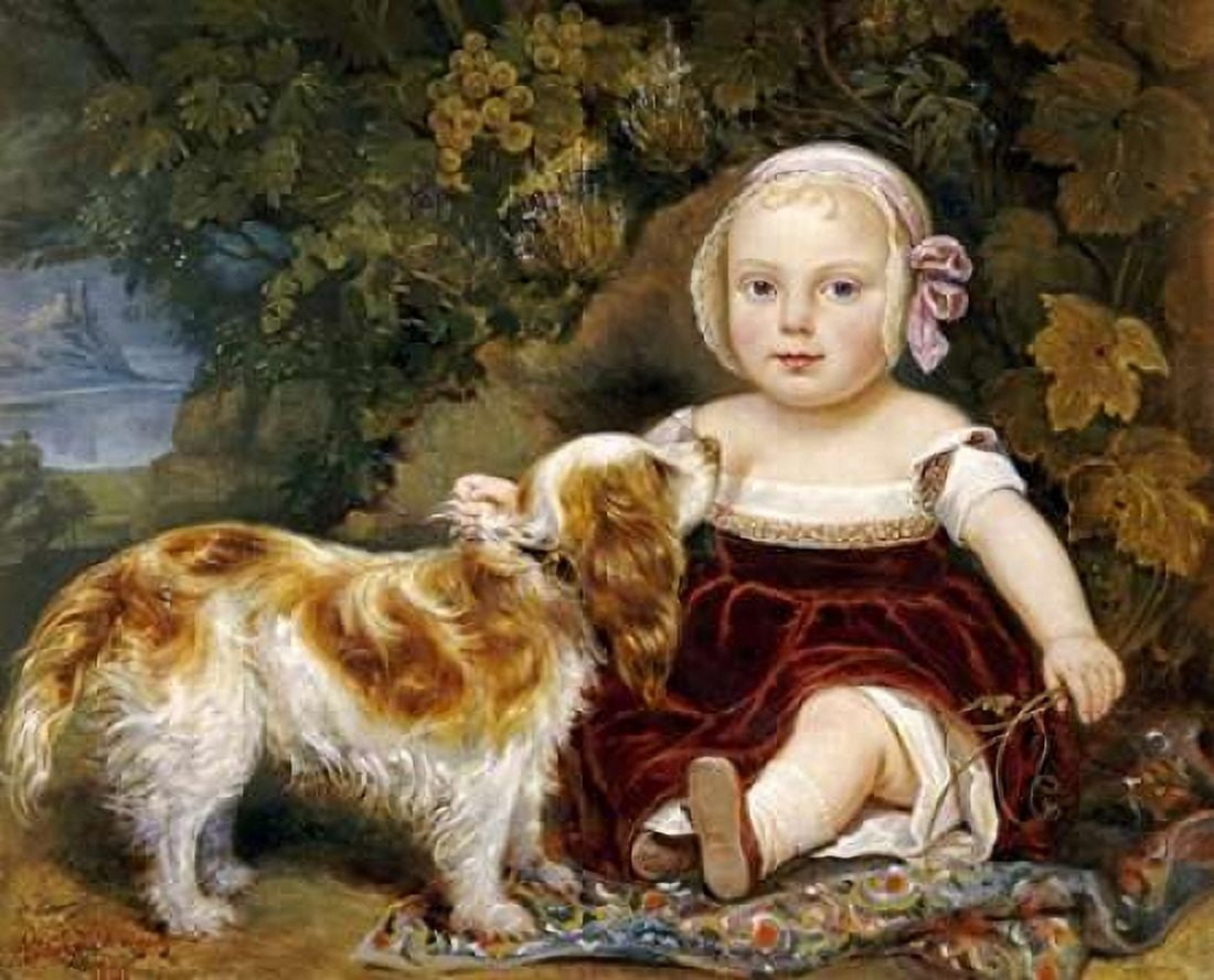 A Young Child With a Spaniel Canvas Art - Amila Guillot-Saguez (24 x 30)