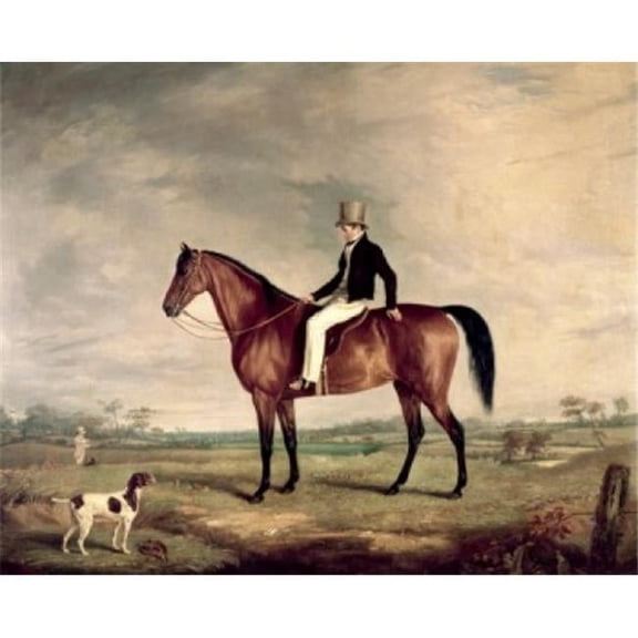 A Young Gentleman in a Grey Hat on a Bay Hunter Abraham Cooper 1787-1868 British Poster Print - 18 x 24 in.