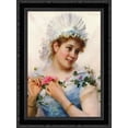 thumbnail image 1 of A Young Girl With Roses 20x24 Black Ornate Wood Framed Canvas Art by Andreotti, Federico, 1 of 2
