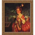 thumbnail image 1 of A Young Girl in a Red Dress (Girl with a Letter) 24x20 Gold Ornate Wood Framed Canvas Art by Konstantin Somov, 1 of 2