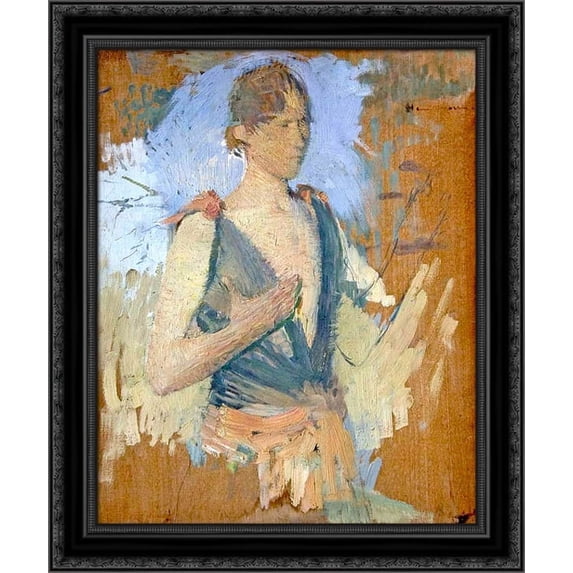 A Young Woman 20x24 Black Ornate Wood Framed Canvas Art by Martin, Henri