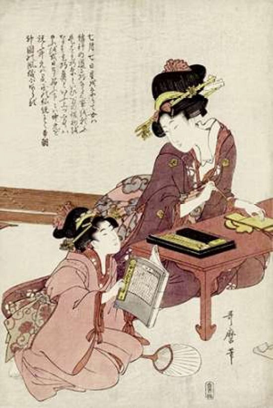 A Young Woman Seated Canvas Art - Kitagawa Utamaro (20 x 28)