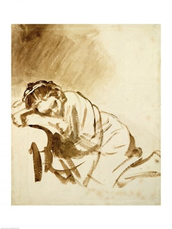 A Young Woman Sleeping Canvas Art - Rembrandt van Rijn (24 x 36)