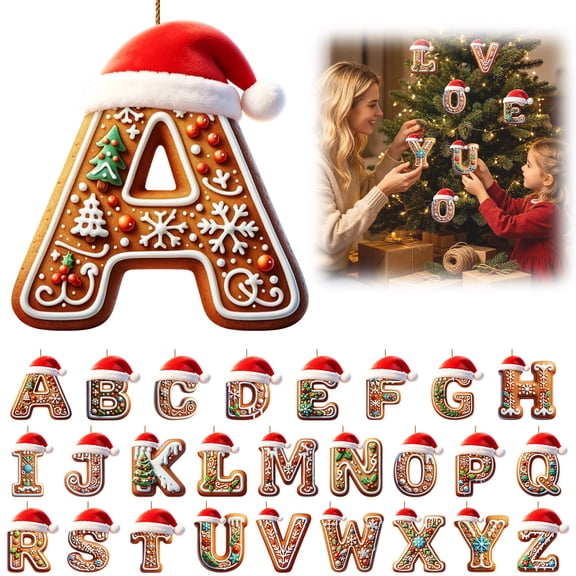 A-Z 26 Letters Christmas Tree Decoration Pendant Christmas Tree Ornaments Personalized DIY Christmas Ornaments Christmas Decoration Xmas Tree Hanging Decor Feature 26PC
