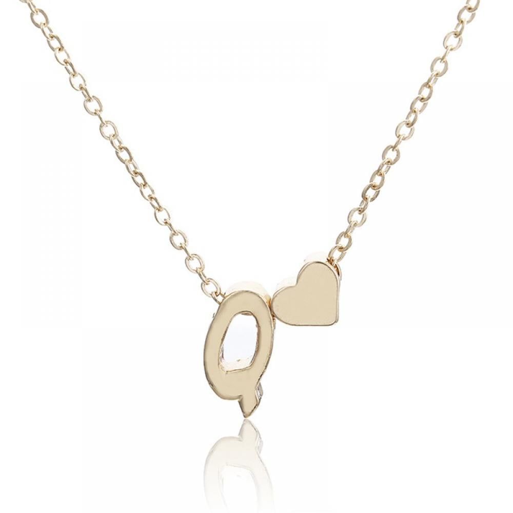 NIUREDLTD Initial Heart Necklace Bracelet Set Gold Plated Initial Necklace  A Z 26 Alphabet Letter Necklace Bracelet For Women