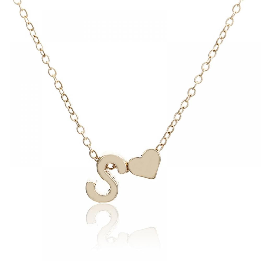 NIUREDLTD Initial Heart Necklace Bracelet Set Gold Plated Initial Necklace  A Z 26 Alphabet Letter Necklace Bracelet For Women
