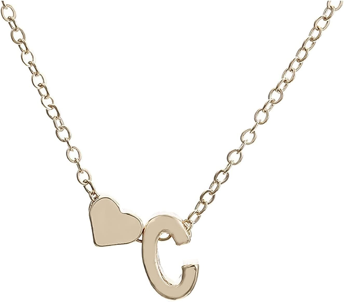 A-Z Alphabet Necklace Tiny Heart Initial Gold Necklace for Women