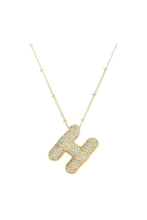 A Z Bubble Letter Necklace Gold Balloon Initial Necklaces Rhinestone Letter Pendant Necklaces For Women Trendy