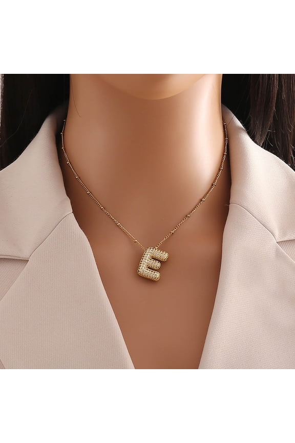 A Z Bubble Letter Necklace Gold Balloon Initial Necklaces Rhinestone Letter Pendant Necklaces For Women Trendy