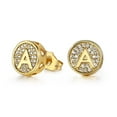 thumbnail image 1 of A-Z Initial Letter Stud Earrings for Men Women Gold Plated Alphabet CZ Stud Earrings, 1 of 5