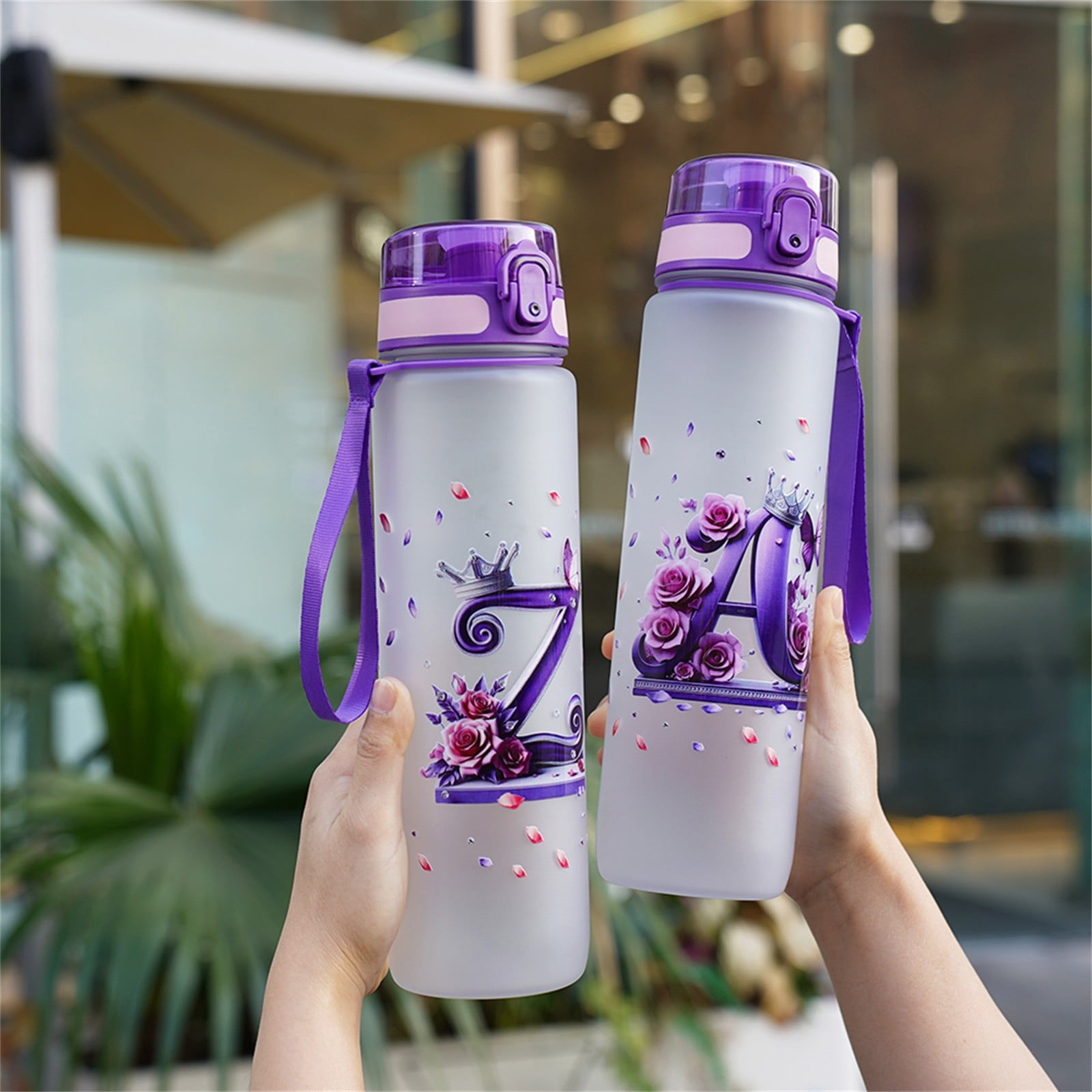 A-Z Letter 1L Frosted Sports Water Bottle - Personalized BPA-Free ...