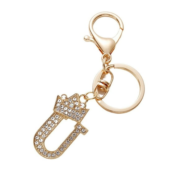 A-Z Letter Key Chains,Initial Letter Keychains,Rhinestone Decoration Alphabet Car Keyrings,Keychain Accessories For Purse,Bag,Backpack U