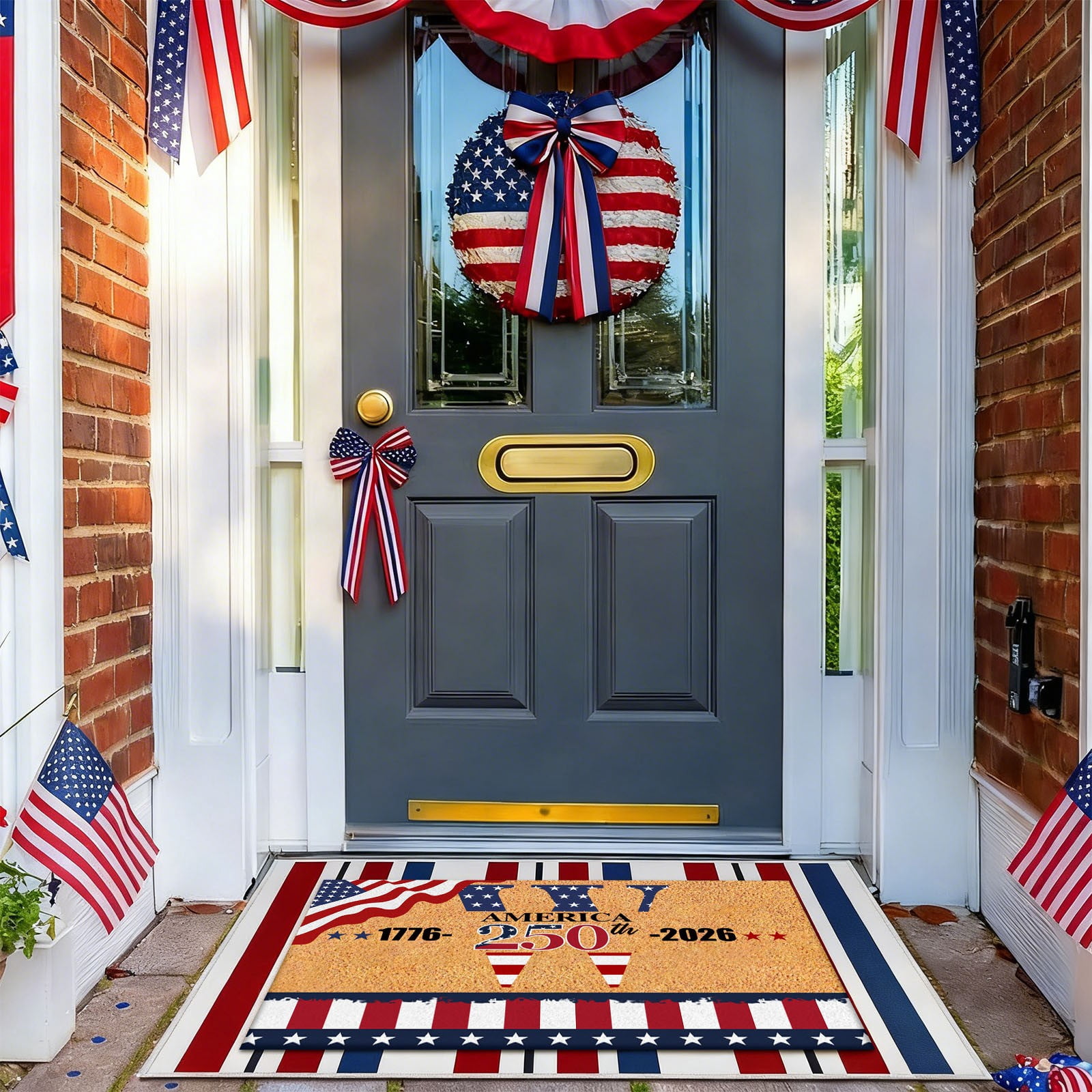 A-Z Letter Last Name 250th Anniversary of the United States Rug, 1776 ...
