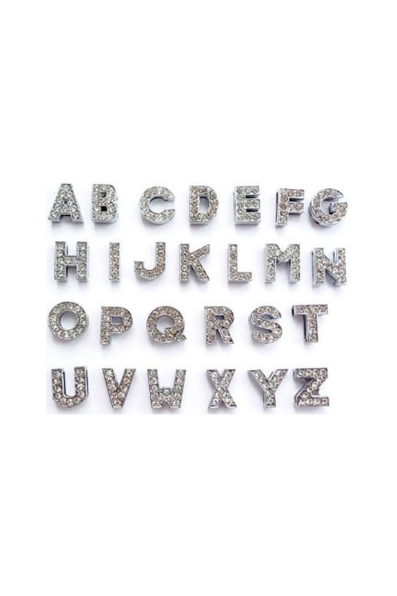 A-Z Letter Slide Charm, Nickel Free Alloy Rhinestone Beads (10MM)