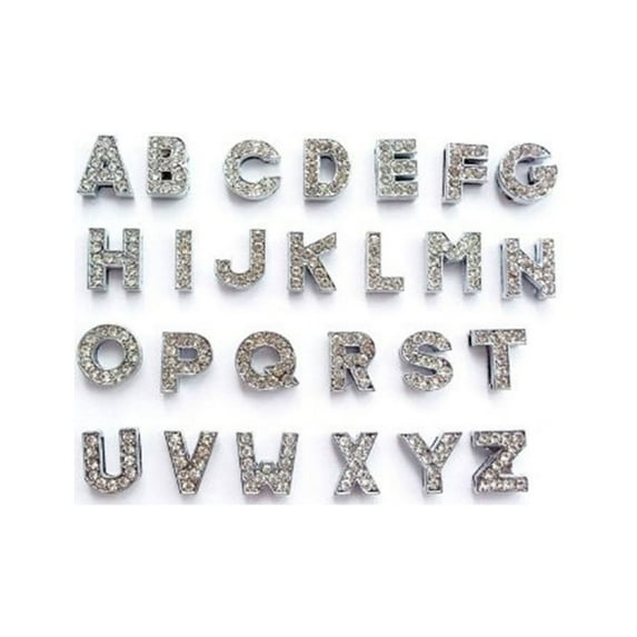 A-Z Letter Slide Charm, Nickel Free Alloy Rhinestone Beads (18MM)