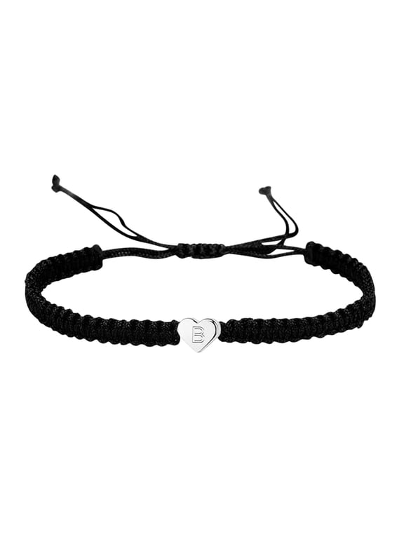 A-Z Letters Bracelets for Women,Personalized 26 Initial Bracelet Copper Heart Letter Woven Bracelet Dainty Heart Charm Bracelet Woven Bracelet for Men Women Girls