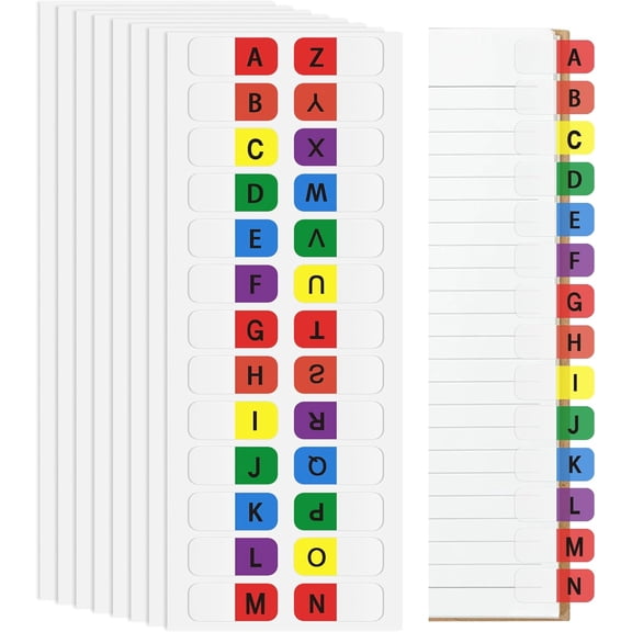 A-Z Sticky Alphabet Tabs, 208PCS Colorful Index Labels for Notebook & Files
