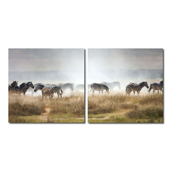 A Zeal of Zebras Mounted Print Diptych in Multicolor