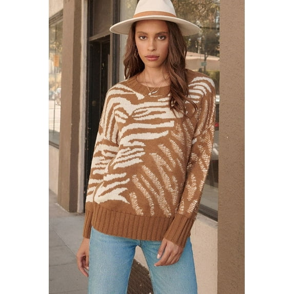 A Zebra Print Pullover Sweater