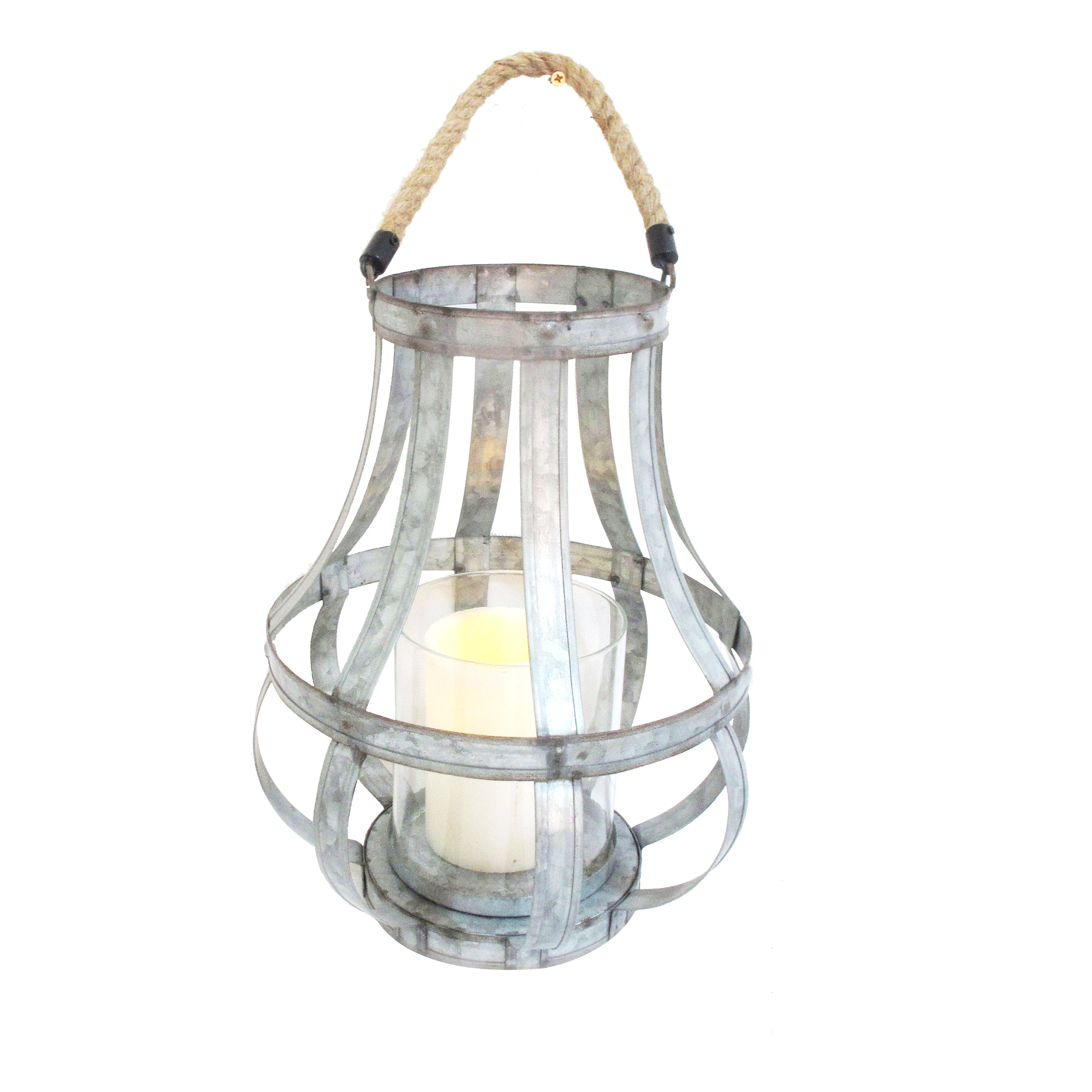 Antique Bronze Hanging Candle Lantern with Glass Globe, 18"