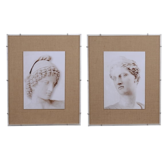 Roman Bust Framed Prints - Set of 2 - 24"W x 30"H - Brown