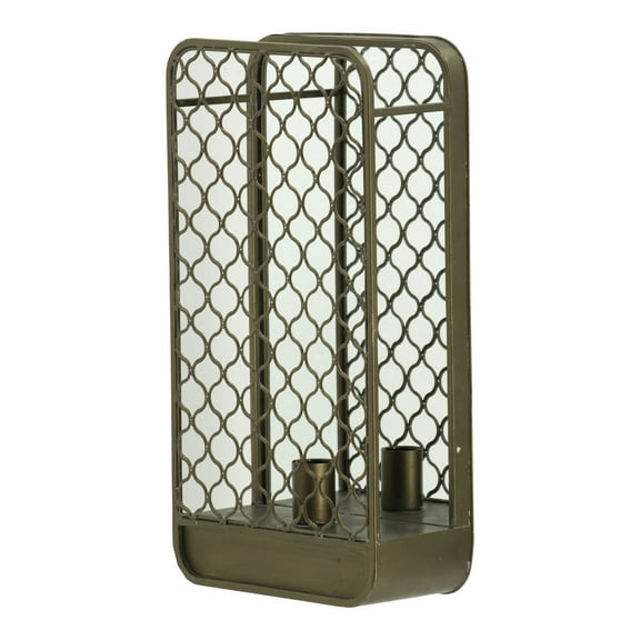 A and B Home A&B Home Antique Gold Mirror Backed Mesh Caged Wall Lamp