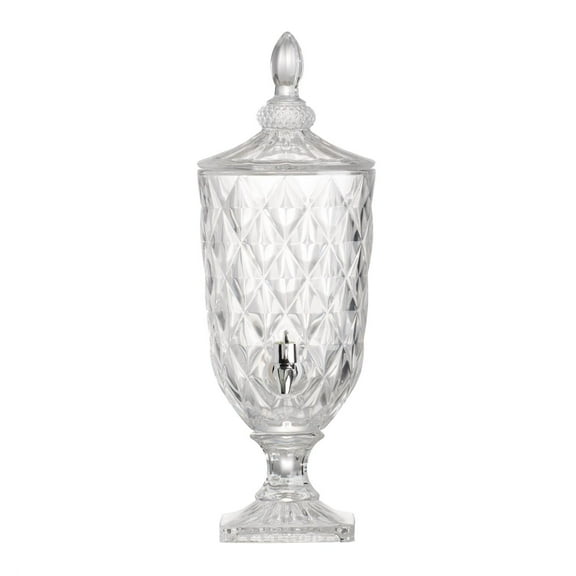 A and B Home A&B Home Clear and Polished Silver 19-inch Diamond Pattern Lidded Drink Dispenser