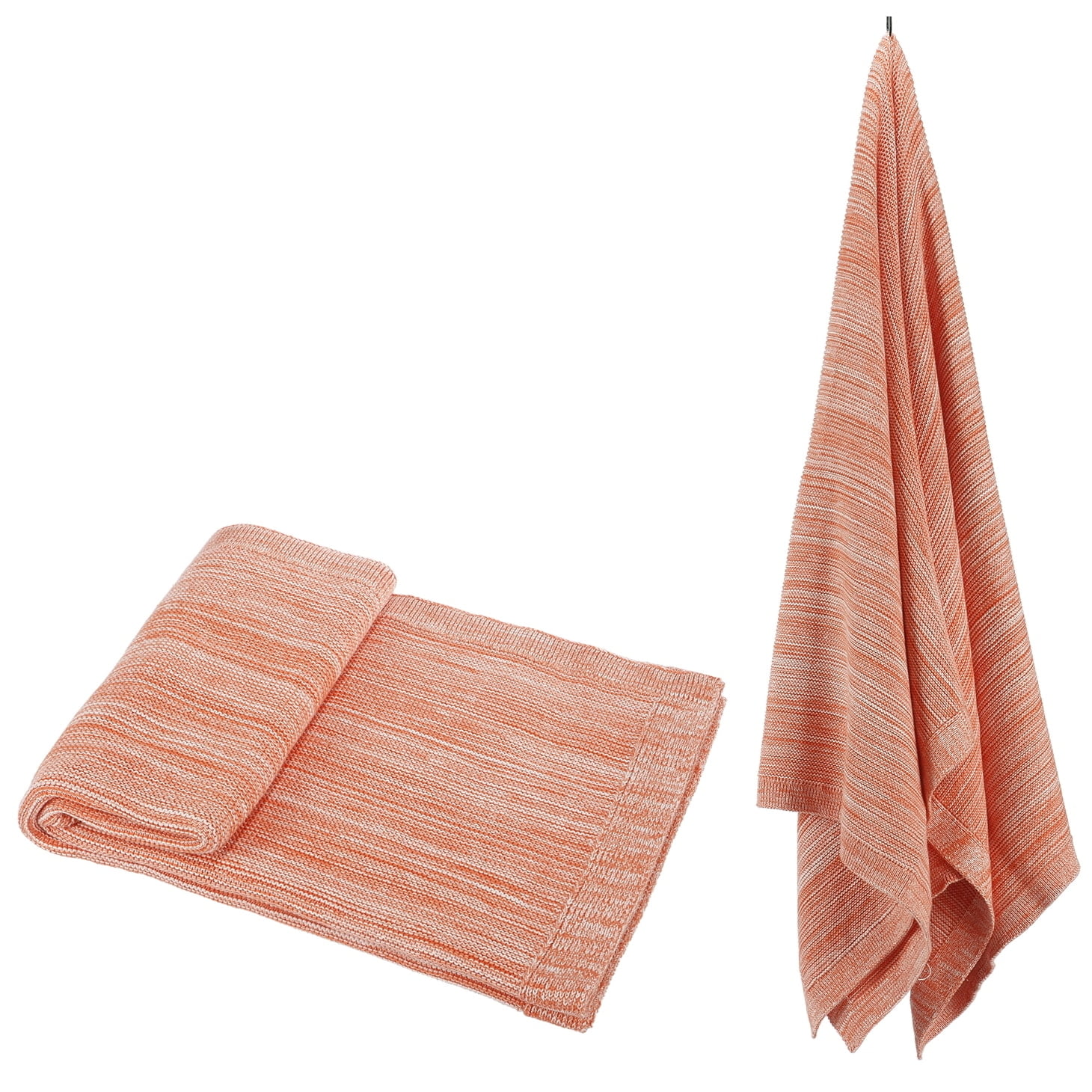 Soft Knitted Orange Cotton Throw Blanket