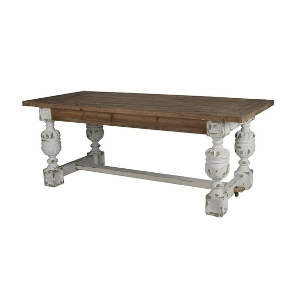 A and B Home A&B Home Distressed White Wood Base Dining Table